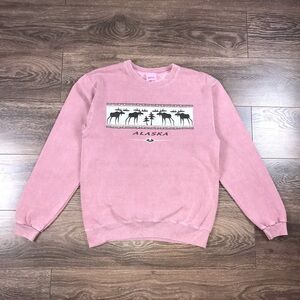 Anvil Women’s Vintage 90’s Alaska Moose Orchid Crewneck Sweater Size Small